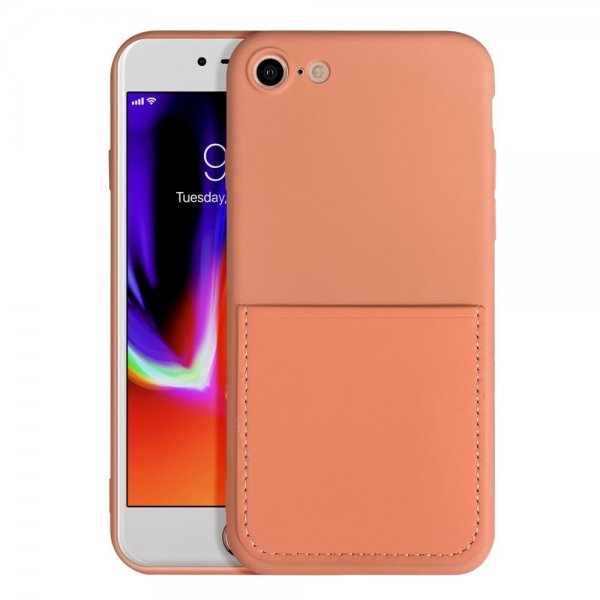 iPhone 7/8/SE Skal Silikon Kortfack Orange