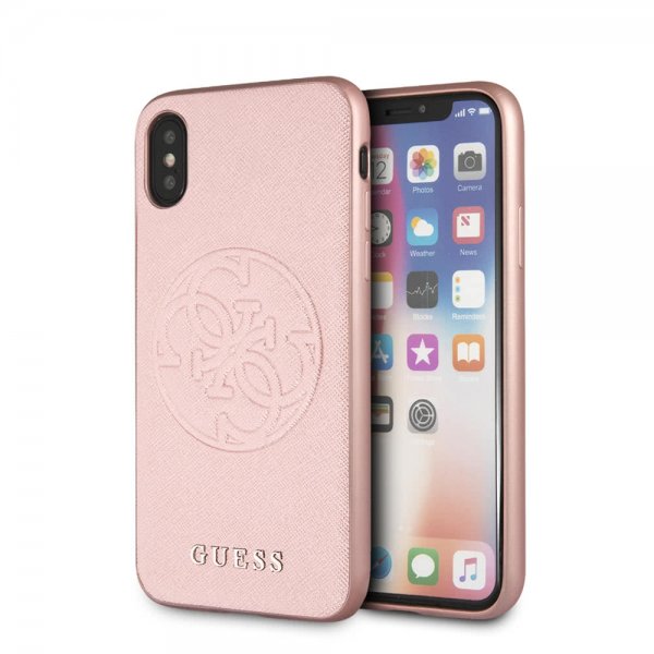 iPhone X/Xs Skal Saffiano Cover Roseguld