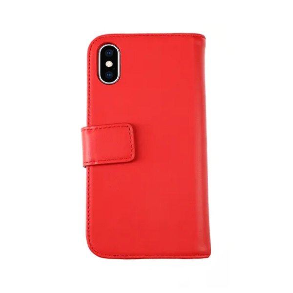 iPhone X/iPhone Xs Fodral Äkta Läder Röd