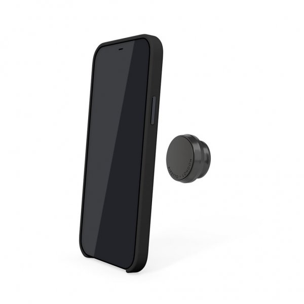 iPhone 12 Pro Max Magnetic Leather Case med Magnethållare Svart