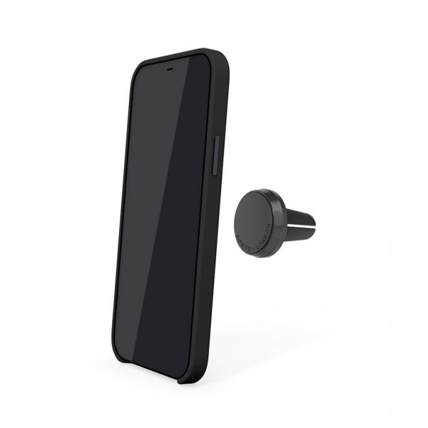 iPhone 12 Pro Max Magnetic Leather Case med Magnethållare Svart