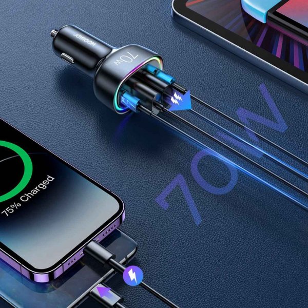 Billaddare JR-CL29 70W 4 Port Car Charger