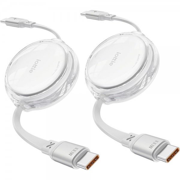 Kabel 100W Retractable USB-C 2-pack Vit
