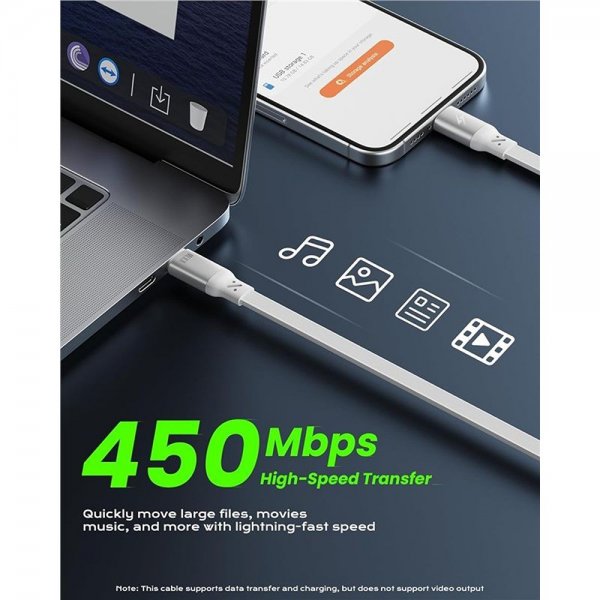 Kabel 100W Retractable USB-C 2-pack Vit