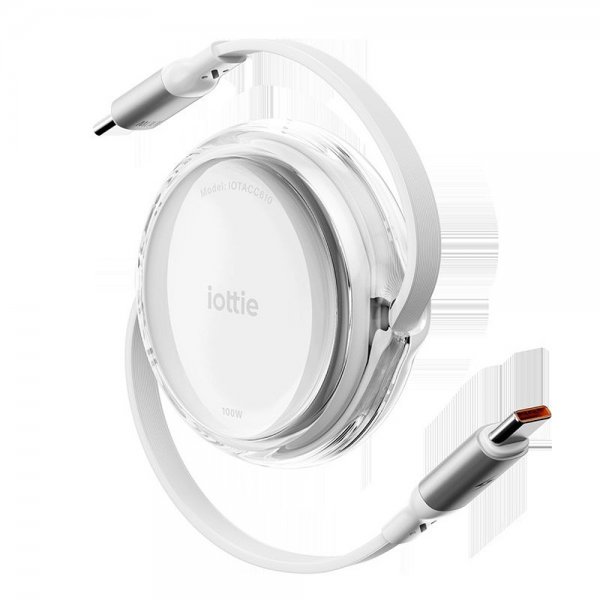 Kabel 100W Retractable USB-C 2-pack Vit