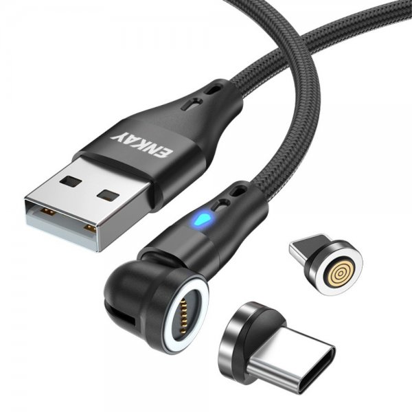 Kabel 2-in-1 USB-A till Lightning/USB-C 1m Svart