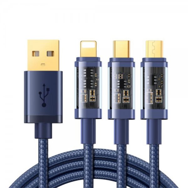 Kabel 3-in-1 Fast Charging Cable 1.2m Blå