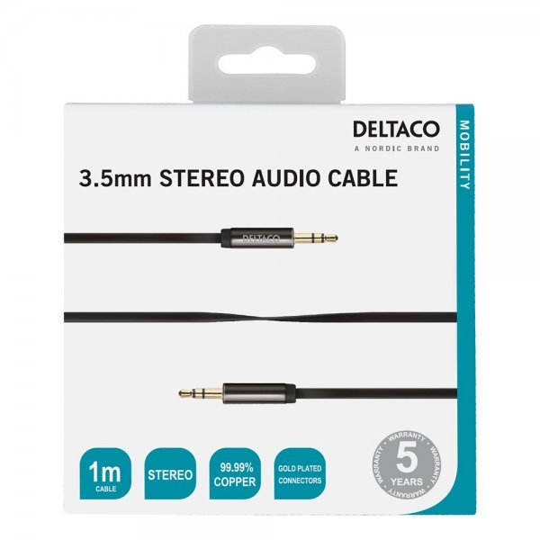 Kabel 3.5mm Stereo Audio Cable 1m Svart