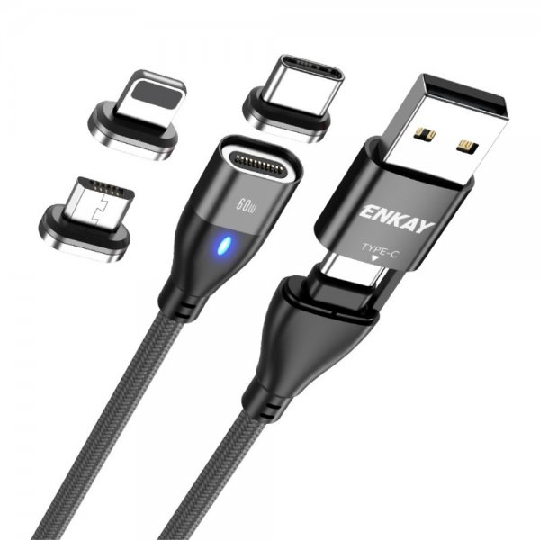 Kabel 6-in-1 USB-A/USB-C till Lightning/Micro USB/USB-C 60W 2m Svart
