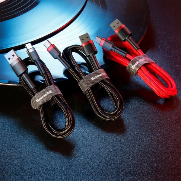 Kabel Cafule Cable USB-A/USB-C 3m Röd Svart