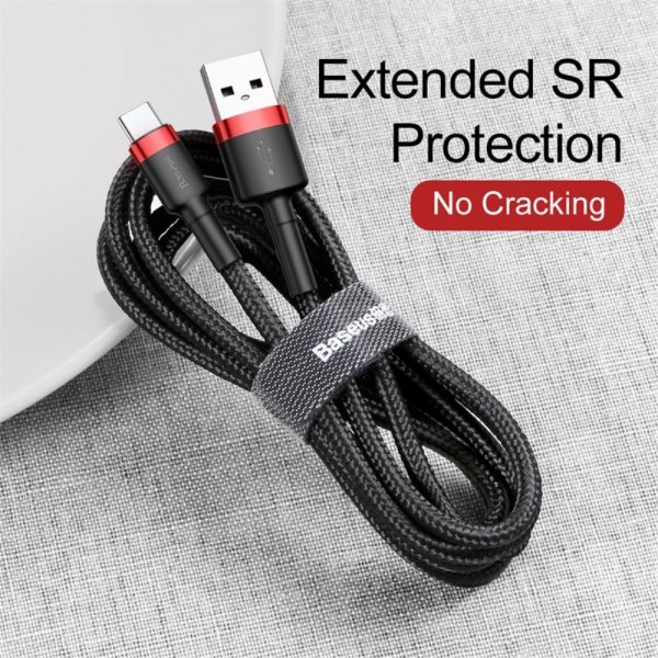 Kabel Cafule Cable USB-A/USB-C 3m Röd Svart