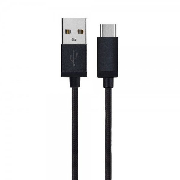 Kabel Flätad USB-A till USB-C 1.8m Svart