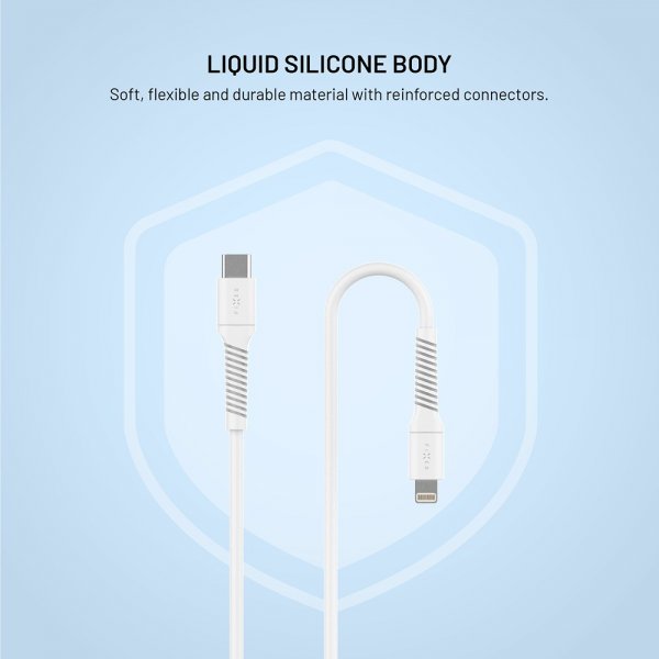 Kabel Liquid Silicone USB-C/Lightning 1.2m Vit