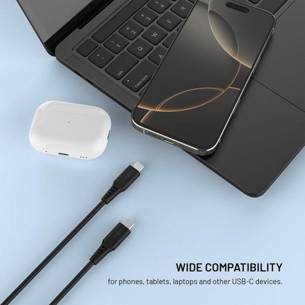 Kabel Liquid Silicone USB-C/USB-C 0.3m Svart