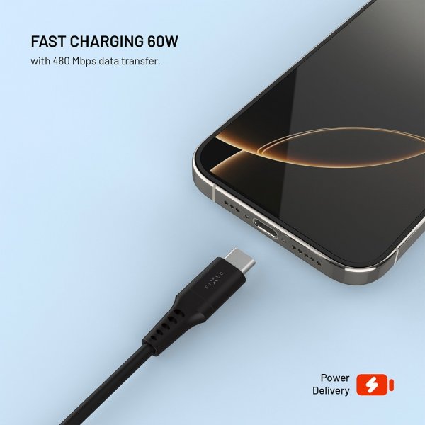 Kabel Liquid Silicone USB-C/USB-C 0.3m Svart
