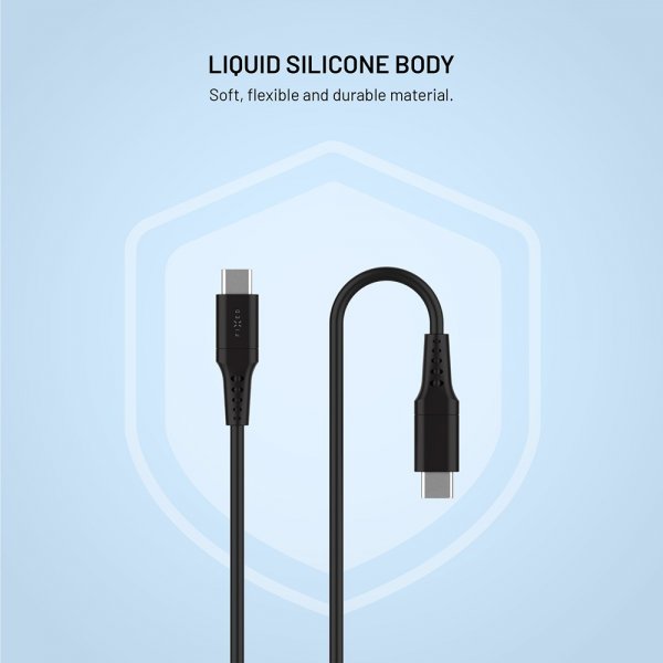 Kabel Liquid Silicone USB-C/USB-C 0.3m Svart