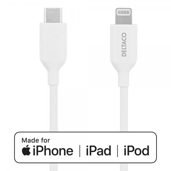 Kabel USB-C Cable with Lightning Connector 1m Vit