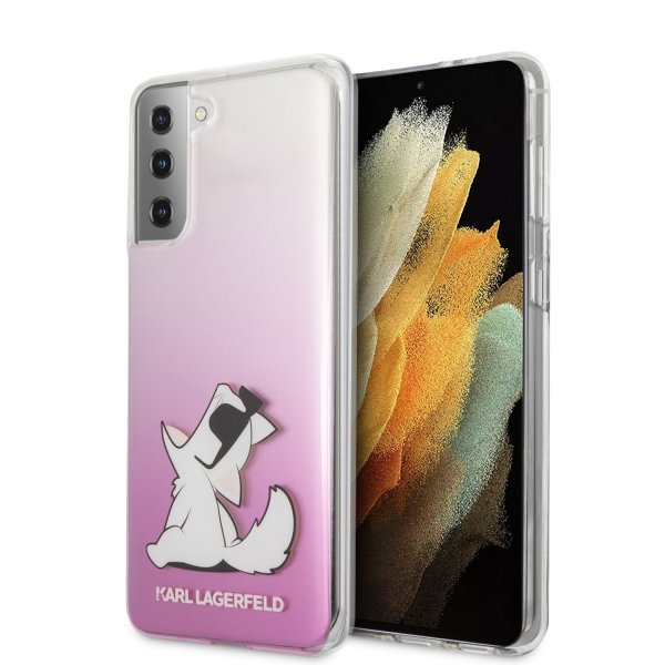 Samsung Galaxy S21 Plus Skal Choupette Transparent Rosa