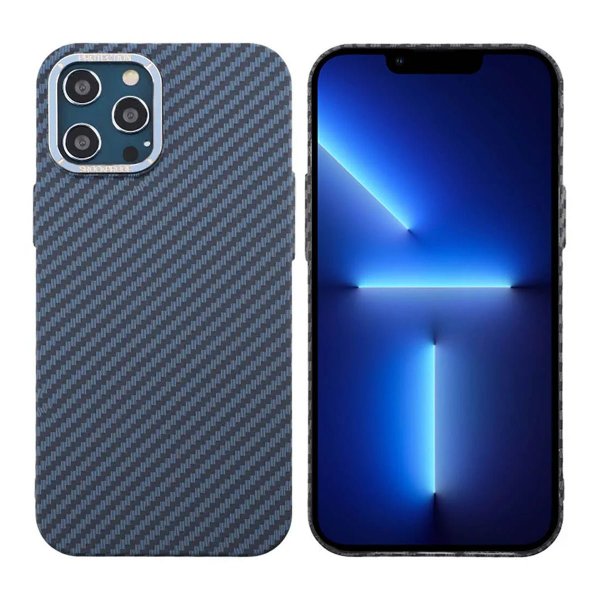 iPhone 12 Pro Max Skal Kolfibermönster Blå