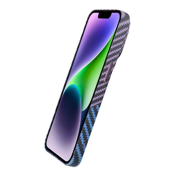 iPhone 13 Skal Kolfibermönster Blå Lila