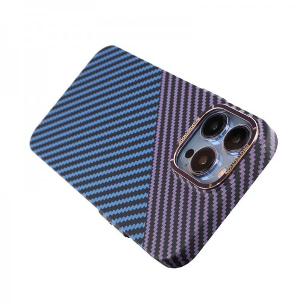iPhone 13 Pro Max Skal Kolfibermönster Blå Lila