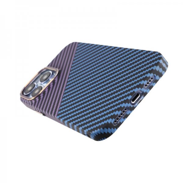 iPhone 13 Pro Max Skal Kolfibermönster Blå Lila