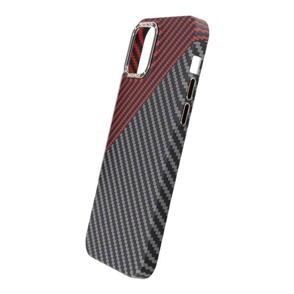 iPhone 13 Pro Max Skal Kolfibermönster Svart Röd