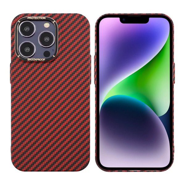 iPhone 13 Pro Skal Kolfibermönster Röd