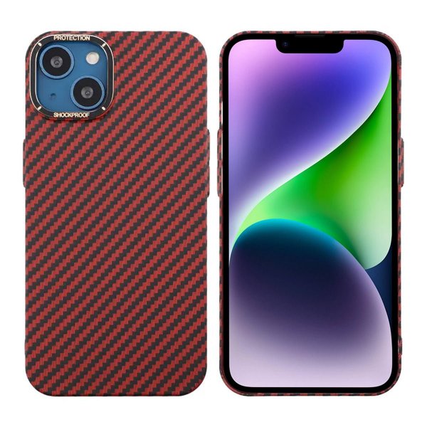 iPhone 13 Skal Kolfibermönster Röd