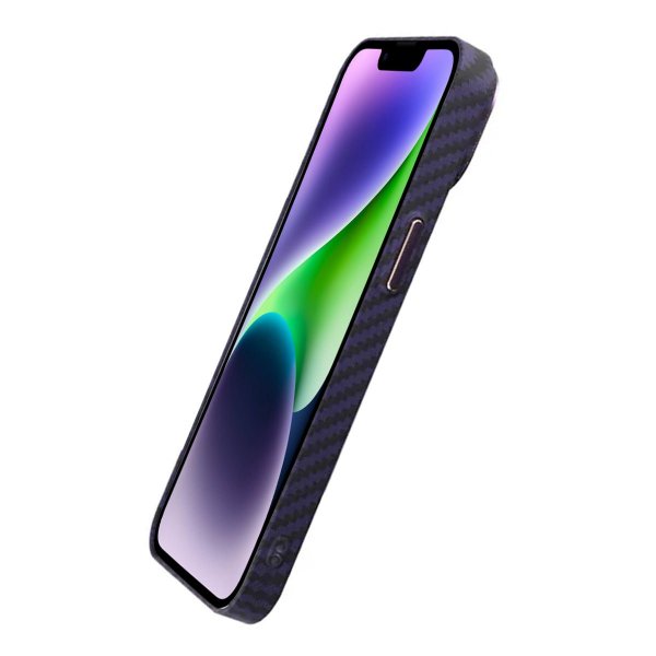 iPhone 14 Skal Kolfibermönster Lila