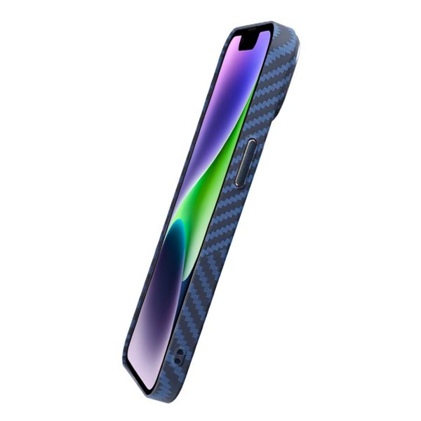 iPhone 14 Plus Skal Kolfibermönster Blå Grå