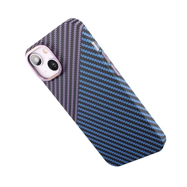 iPhone 14 Plus Skal Kolfibermönster Blå Lila