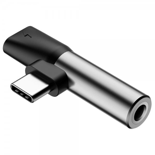 L41 USB Type-C till USB Type-C och 3.5mm Ljud Ut Svart Silver