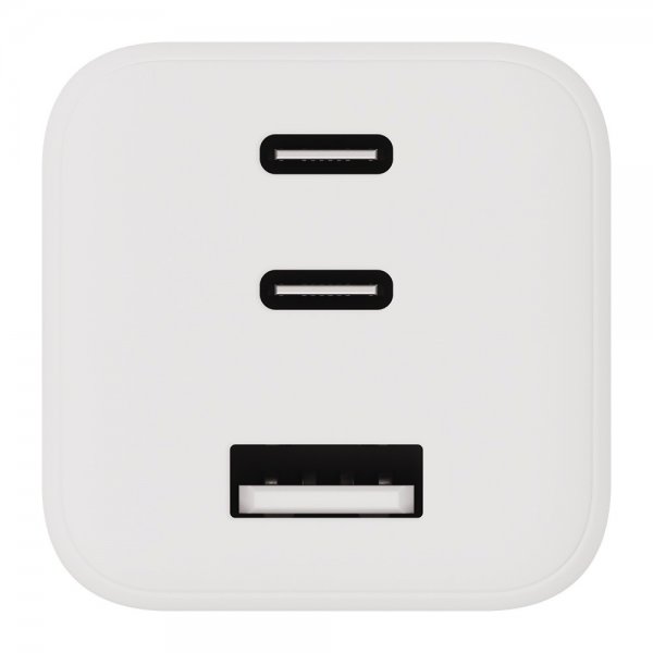 Laddare 65W Trippel USB-C/USB-A GaN Vit