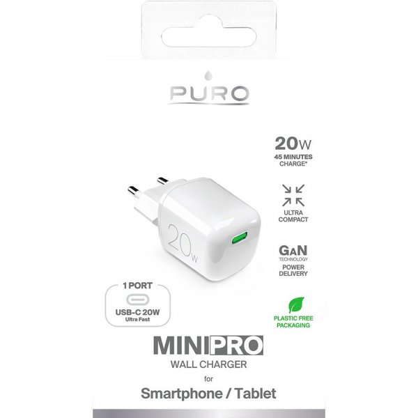 Laddare MiniPro GaN USB-C 20W Vit