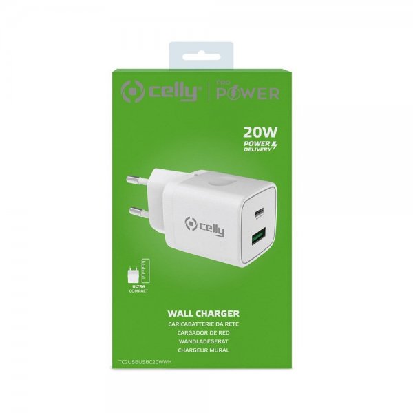 Laddare USB-A/USB-C 20W Vit