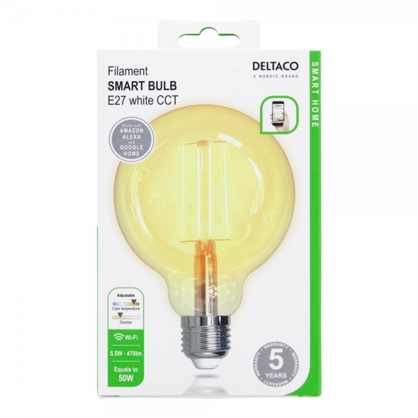 LED-lampa Filament E27 WiFi G95 5.5W
