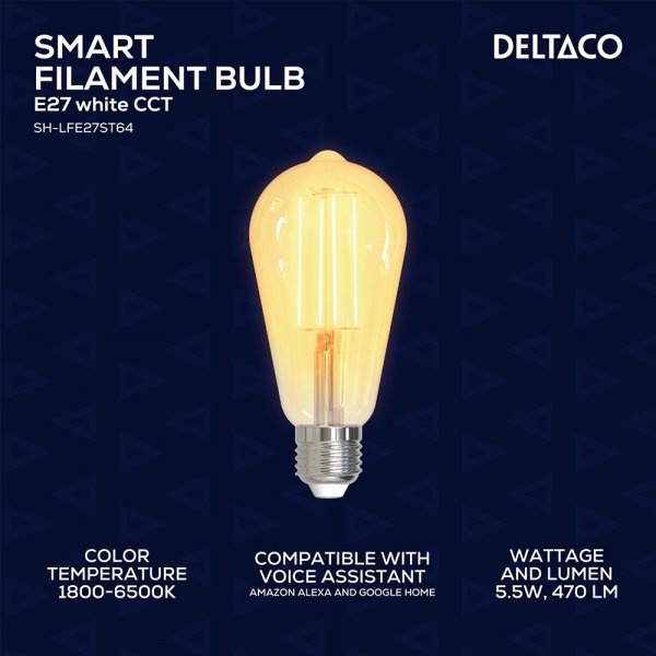 LED-lampa Filament E27 WiFi ST64 5.5W
