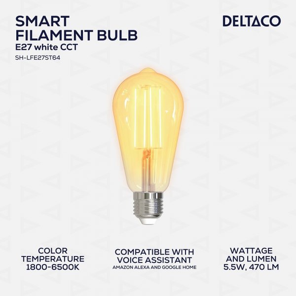 LED-lampa Filament E27 WiFi ST64 5.5W