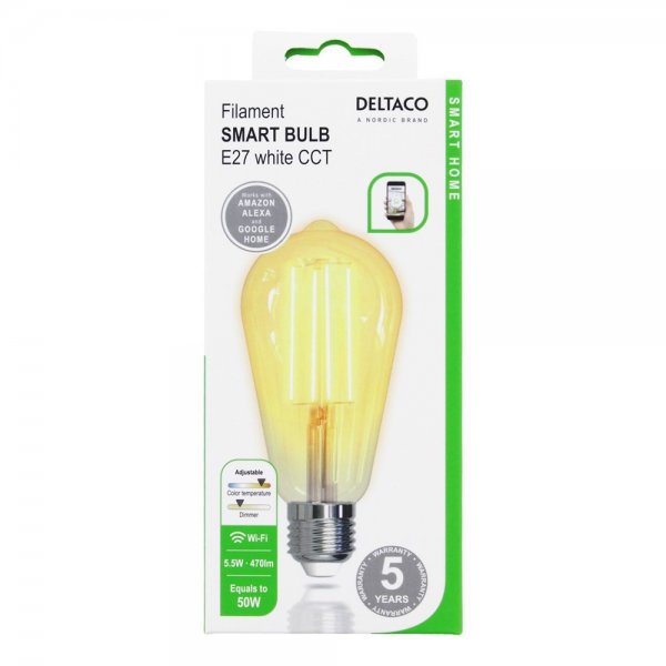 LED-lampa Filament E27 WiFi ST64 5.5W
