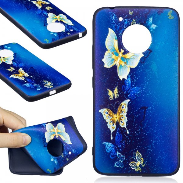 Motorola Moto G5 Mobilskal TPU Blå Fjärilar