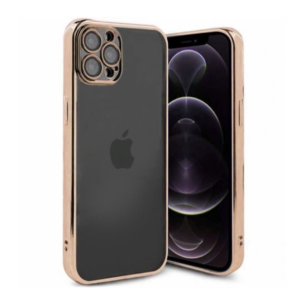 iPhone 12 Pro Skal Glitter Transparent Stöttåligt Guld