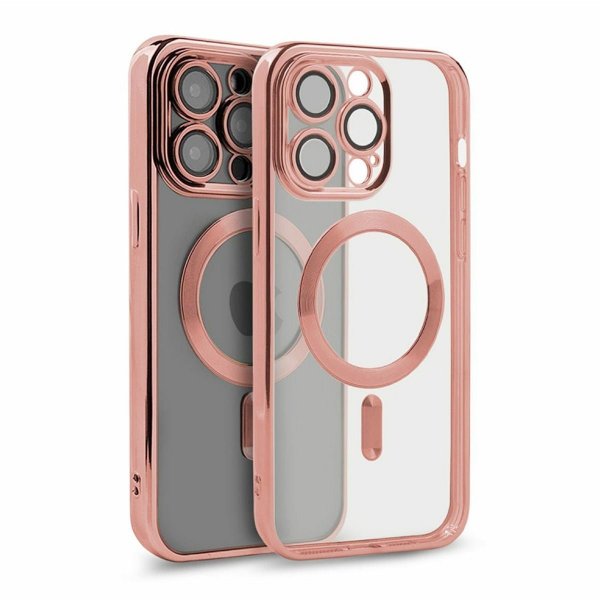 iPhone 15 Pro Skal Glitter Transparent MagSafe Rosa