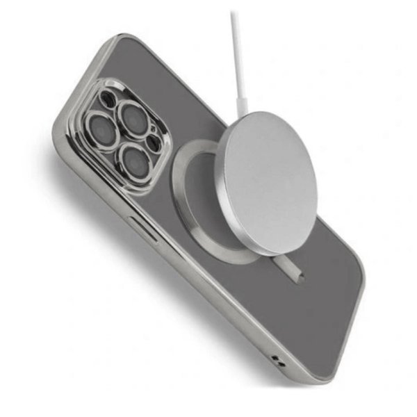 iPhone 15 Pro Skal Glitter Transparent MagSafe Silver