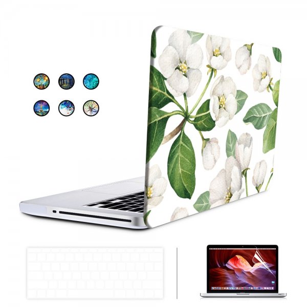 MacBook Pro 13 Touch Bar (A1706 A1708 A1989 A2159) Skal Hårdplast Vita Blommor