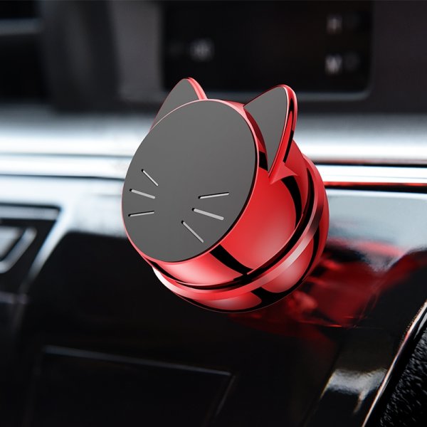Magnetisk Mobilhållare för Instrumentbräda Katt Design Röd Svart