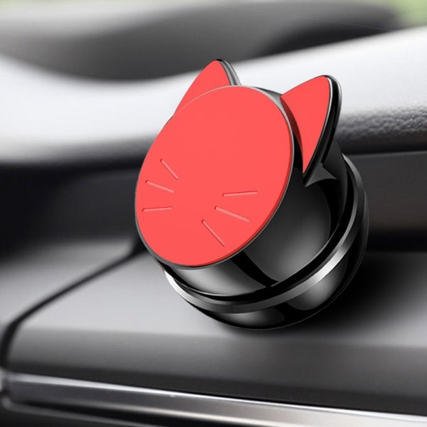 Magnetisk Mobilhållare för Instrumentbräda Katt Design Svart Röd