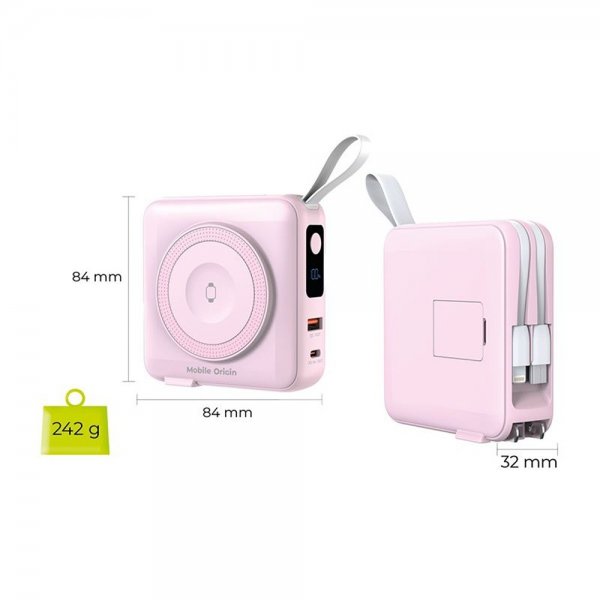 MagSafe-powerbank/Reseladdare Inbyggda kablar/Apple Watch-laddning Rosa