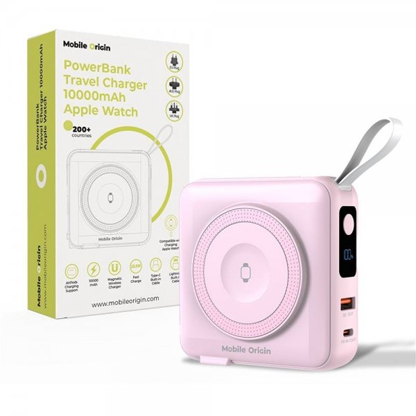 MagSafe-powerbank/Reseladdare Inbyggda kablar/Apple Watch-laddning Rosa