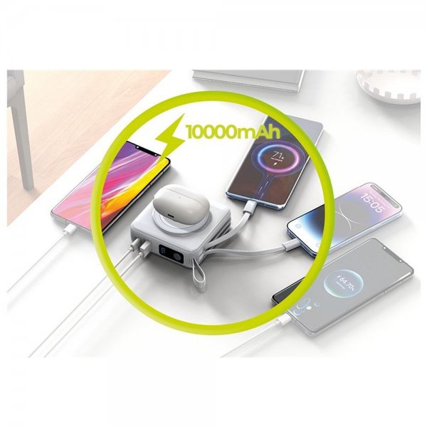 MagSafe-powerbank/Reseladdare Inbyggda kablar/Apple Watch-laddning Vit